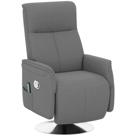 Fauteuil relax massant pivotant NUKIA tissu gris et acier chromé