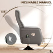 Fauteuil relax massant pivotant NUKIA tissu gris et acier chromé