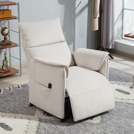 Fauteuil relax électrique inclinable UKUSS velours blanc cassé