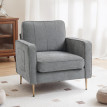 Fauteuil art déco NANOR métal doré et tissu gris clair
