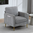 Fauteuil art déco NANOR métal doré et tissu gris clair