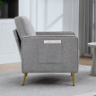 Fauteuil art déco NANOR métal doré et tissu gris clair