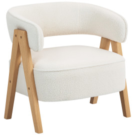 Fauteuil relax nordique STROM bouclette blanche et bois