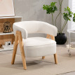 Fauteuil relax nordique STROM bouclette blanche et bois