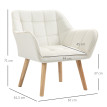 Fauteuil salon NAVIK bois et velours crème