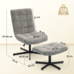 Fauteuil lounge inclinable avec repose-pieds LUSSAC gris