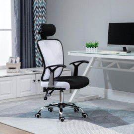 Chaise de bureau manager TIRRENI blanche et noire