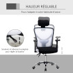 Chaise de bureau manager TIRRENI blanche et noire