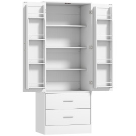 Buffet haut 2 portes BANGS effet bois et blanc