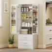 Buffet haut 2 portes BANGS effet bois et blanc