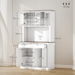 Buffet haut cuisine vitrine SODAK effet bois noyer et blanc