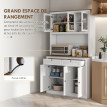Buffet haut cuisine vitrine SODAK effet bois noyer et blanc