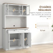 Buffet haut cuisine vitrine SODAK effet bois noyer et blanc