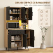 Buffet haut armoire de cuisine lumineux FORKAN effet bois clair