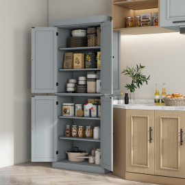 Buffet haut armoire de cuisine BAYTON gris
