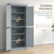 Buffet haut armoire de cuisine BAYTON gris
