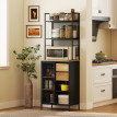 Buffet armoire de cuisine SHOTY effet bois naturel et noir