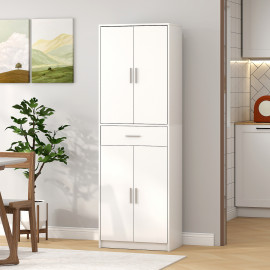 Buffet haut armoire de cuisine CARALO effet bois blanc