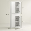 Buffet haut armoire de cuisine CARALO effet bois blanc