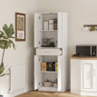 Buffet haut armoire de cuisine CARALO effet bois blanc