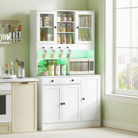 Buffet haut à LED multi-rangement WYOM noir et blanc