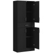 Buffet haut armoire de cuisine KOTIM effet bois noir