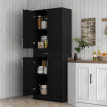 Buffet haut armoire de cuisine KOTIM effet bois noir