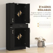 Buffet haut armoire de cuisine KOTIM effet bois noir
