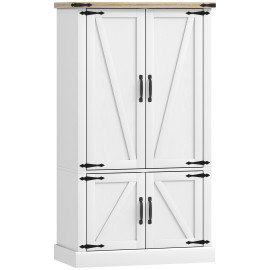 Buffet haut de cuisine LAHOMA effet bois clair et blanc