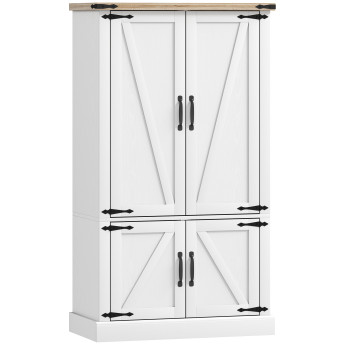 Buffet haut de cuisine LAHOMA effet bois clair et blanc