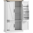 Buffet haut de cuisine LAHOMA effet bois clair et blanc