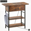 Console style industriel avec station de charge GERRY effet bois vieilli
