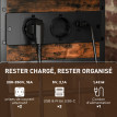 Console style industriel avec station de charge GERRY effet bois vieilli
