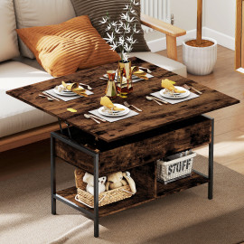 Table basse relevable extensible TUCKY effet bois