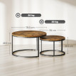 Lot de 2 tables basses rondes SONDY aspect bois vieilli