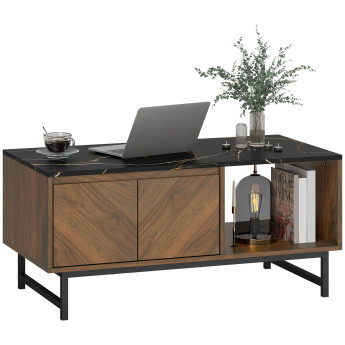 Table basse avec rangements ODDY marron et noire