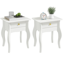 Lot de 2 tables d’appoint chevet pieds courbés TOPHY blanches