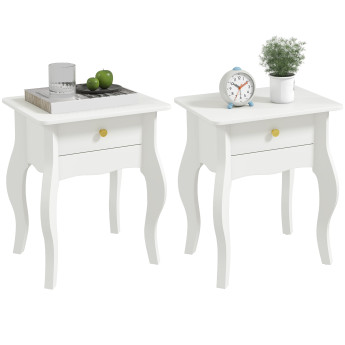 Lot de 2 tables d’appoint chevet pieds courbés TOPHY blanches