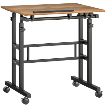 Bureau debout assis mobile inclinable GUYOM marron et noir