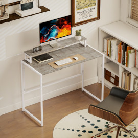 Bureau pliable support écran intégré RAYMO effet bois naturel