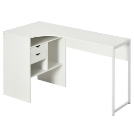 Bureau informatique d’angle multi-rangement ZABEL blanc