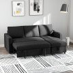 Canapé d’angle convertible avec coffre 3 places SLAMY noir