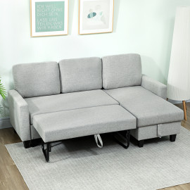 Canapé d’angle convertible avec coffre ENZO gris clair et noir