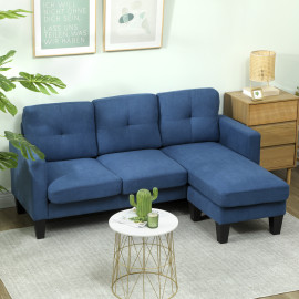 Canapé d’angle 3 places méridienne CHELY bleu