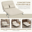 Canapé convertible métal suède CANNY beige