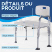 Chaise ergonomique réglable antidérapante FOQUET alu et blanc