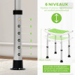 Siège de douche hauteur réglable VINKY blanc et vert