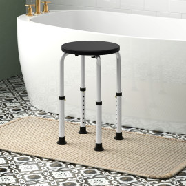 Tabouret de douche réglable en hauteur PERSY gris alu et noir