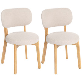 Lot de 2 chaises design bouclettes EWAN crème