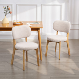 Lot de 2 chaises design bouclettes EWAN crème
